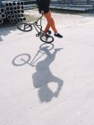 BMX jumper in motion — Stock Photo