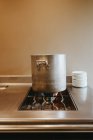 Pot on gas stove — Stock Photo