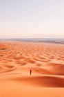 Людина загубилася у величезній пустелі — стокове фото