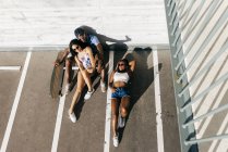 From above shot of skateboarders — Stock Photo