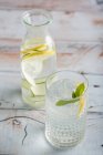 Bebida de verano con limón y menta - foto de stock
