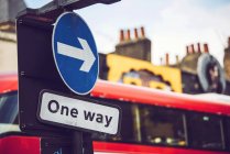 One way road sign at the street of Camden Town, London — Stock Photo