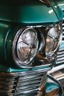 Close up view of retro car's headlights — Stock Photo