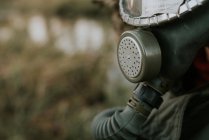 Close up view of military gas mask — Stock Photo