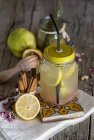 Lemonade in jar with straw — Stock Photo