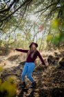Girl fooling in forest. — Stock Photo