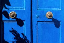 Full frame shot of blue door with handles — Stock Photo