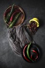 Red and green chili peppers — Stock Photo