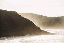 Landscape of misty coastline — Stock Photo