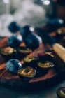 Chopped plums prepared to make jam — Stock Photo
