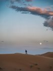Путешественник гуляет по пустыне — стоковое фото