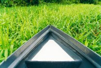 Crop boat among green grass in tropics — Stock Photo