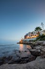 Mediterranean seaside village at sunset — Stock Photo