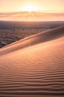 Вид на піщані хвилясті пагорби в пустелі під час заходу сонця . — стокове фото