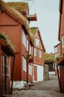 Exterior of wooden houses painted in brown — Stock Photo