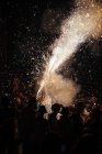 Firework splashes at night festival — Stock Photo
