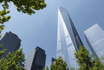 Low angle view of New York world trade cente against sky — Stock Photo