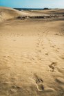 Крупный план песчаной поверхности с отпечатками ног — стоковое фото