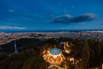 Aerial cityscape of Barcelona at dusk hour — Stock Photo