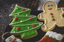 Close up various Christmas cookies on table. — Stock Photo