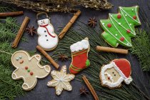 Организация различных рождественских печенек — стоковое фото