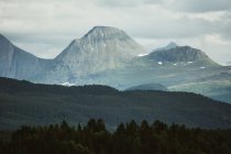 Herrliche Aussicht auf den Bergrücken mit Nadelwald-Terrain vor. — Stockfoto