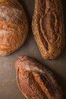 Vista da vicino di pagnotte di pane appena sfornate — Foto stock