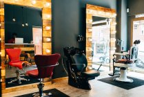 Interior view of empty barbershop — Stock Photo