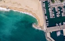 Aerial views of  fishing port in Mediterranean sea — Stock Photo