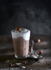 Glass of sweet chocolate smoothie with ice-cream — Stock Photo