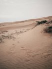 Sandy dunes in cloudy day — Stock Photo