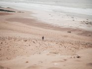 Turista de pie en el océano tranquilo - foto de stock