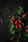Teller mit frischen Erdbeeren — Stockfoto