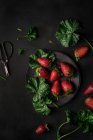 Assiette de fraises fraîches — Photo de stock