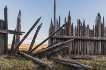 Старый рухнувший деревянный забор — стоковое фото