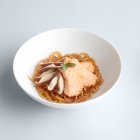 Japanese noodles with salmon — Stock Photo