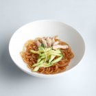 Japanese noodles with seafood — Stock Photo