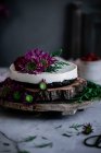 Yummy cake with flowers — Stock Photo