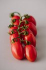 Свежие красные помидоры на сером фоне — стоковое фото