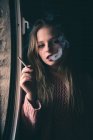 Attractive woman having smoke — Stock Photo