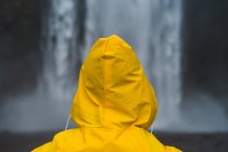 Вид ззаду людини біля водоспаду — стокове фото