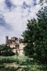 Extérieur de la vieille cathédrale gothique dans la nature, Brihuega, Espagne — Photo de stock
