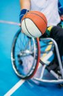 Disabled sport men in action while playing indoor basketball — Stock Photo