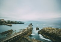 Cantabrian sea port and coast in overcast, Spain — Stock Photo