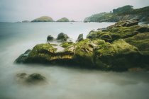 Costa marítima rochosa cantábrica em overcast, Espanha — Fotografia de Stock