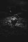 Рука зомби выходит из-под земли на темном фоне — стоковое фото