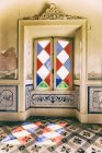 Stained glass, portuguese hostel — Stock Photo