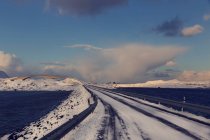 Icy road, lofoten-norway — Stock Photo