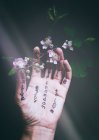 View of hand with messages — Stock Photo