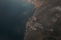 Dall'alto vista della città sulla riva del mare di Mykonos Isola — Foto stock